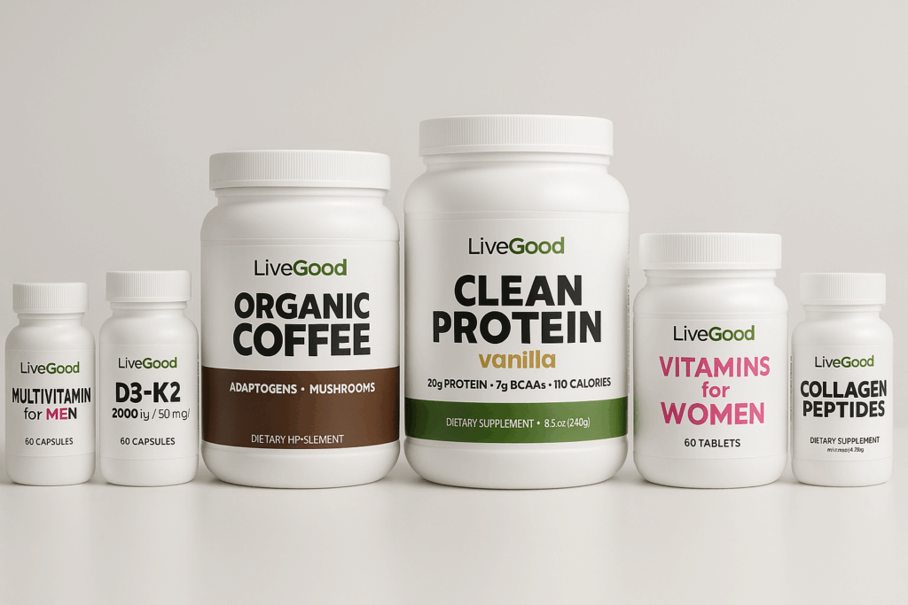 LiveGood supplement range promoting natural wellness and vitality